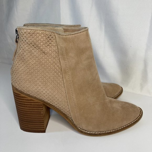 Steve Madden 'Replay' Ankle Boots Size 8 1/2 Taupe Tan Suede and Suede Mesh - Picture 4 of 9